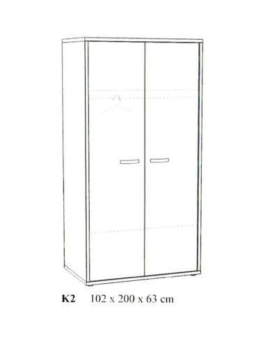 Garde-robe 2 portes - LINA Chêne...