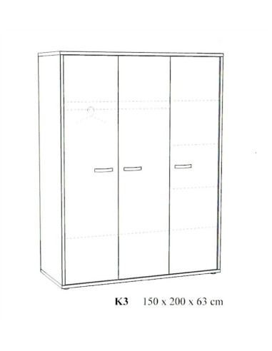 Garde-robe 3 portes - LINA Chêne...