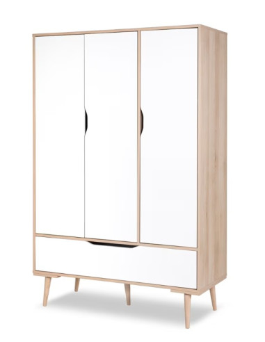 Garde-robe 3 portes Sofie - Hêtre/Blanc